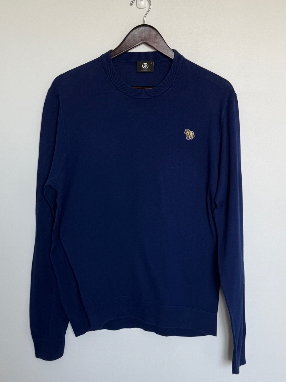 PS Paul Smith Men’s Navy Crewneck with Signature Zebra Patch